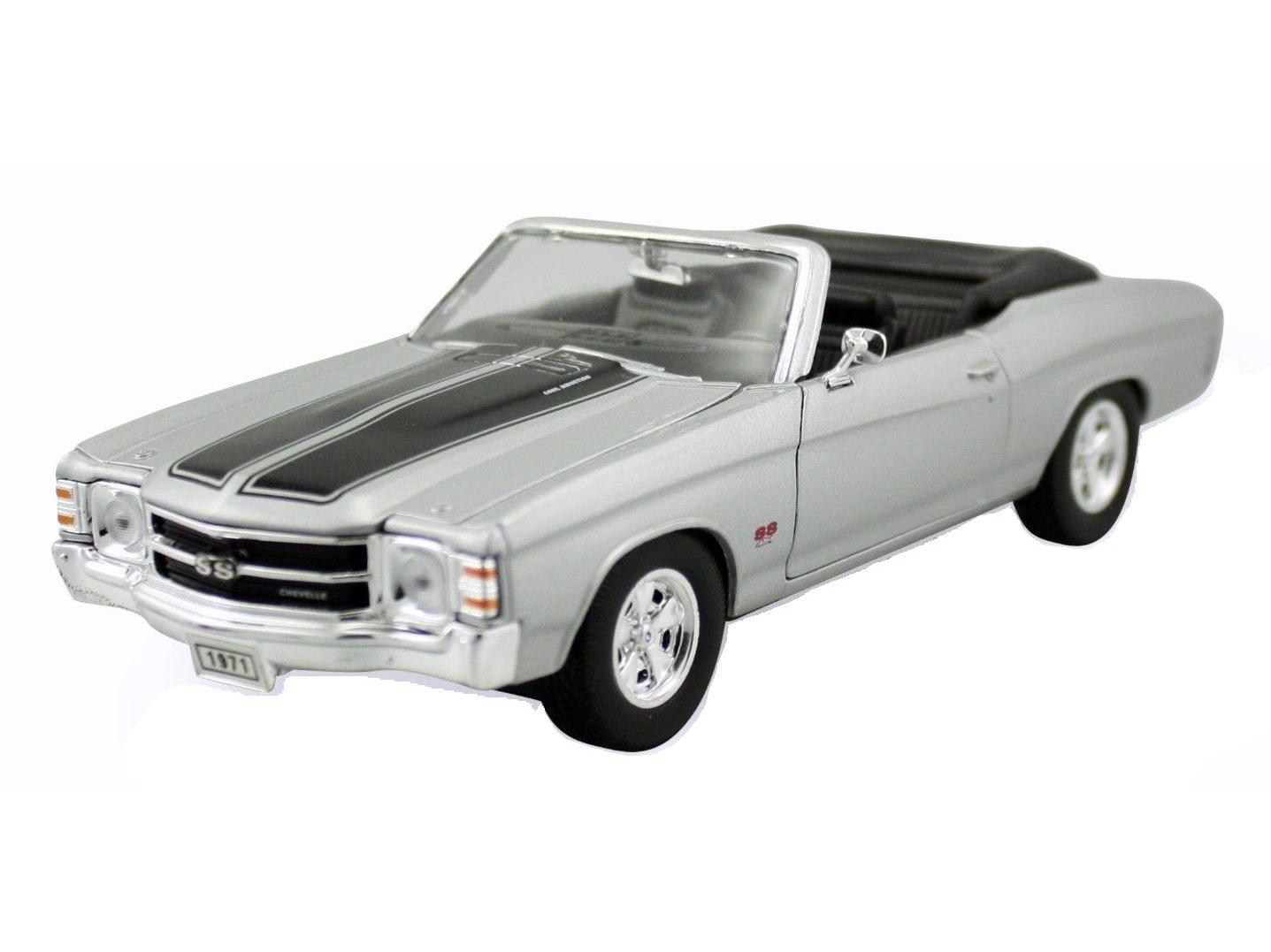 Chevrolet Chevelle SS454 Conv '71 Silver 1:24 Scale Welly Diecast Model-Welly-Diecast Model Centre