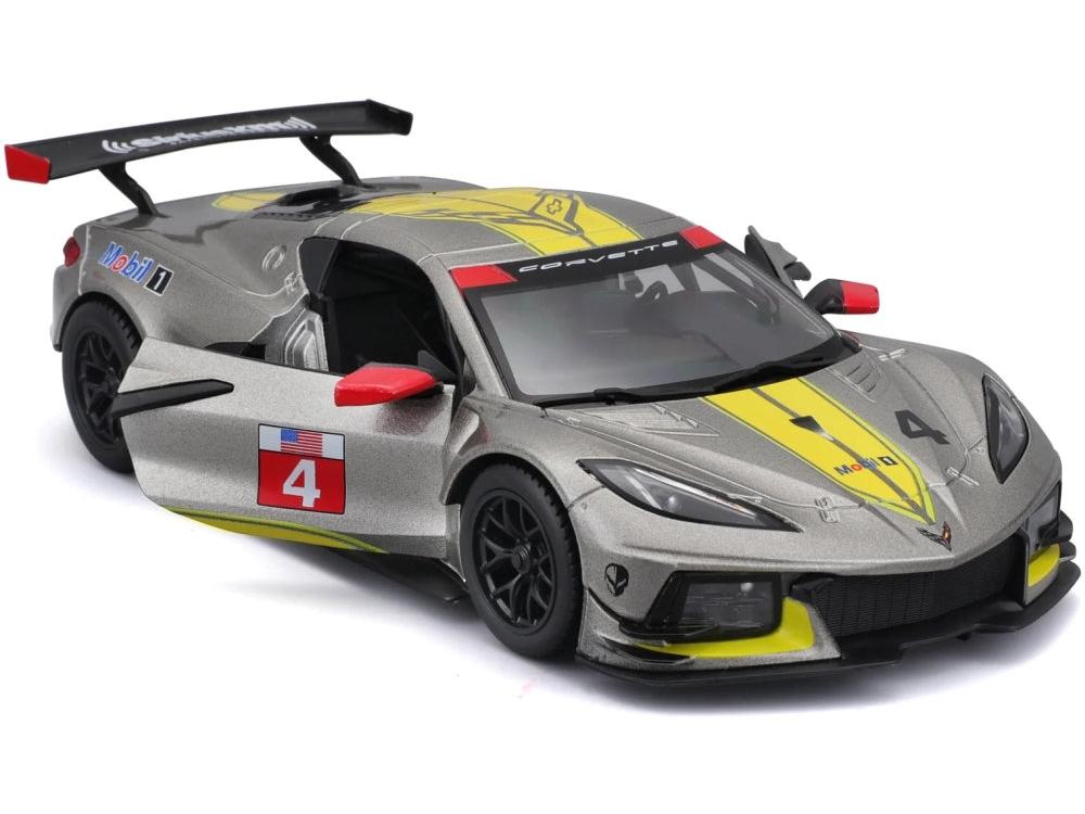 Chevrolet Corvette C8R 2020 Grey/Yellow #4 1:24 Scale Diecast Model Car – Bburago-Bburago-Diecast Model Centre