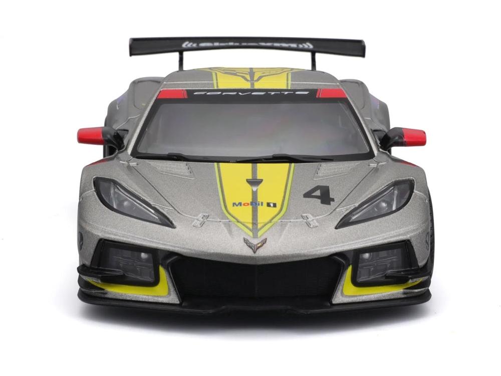 Chevrolet Corvette C8R 2020 Grey/Yellow #4 1:24 Scale Diecast Model Car – Bburago-Bburago-Diecast Model Centre