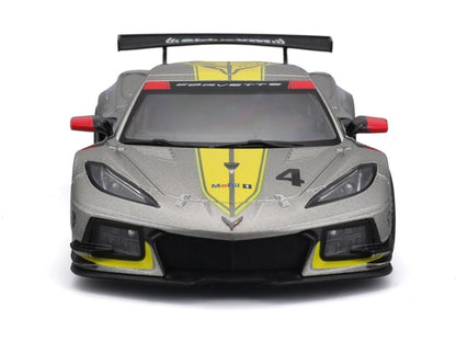 Chevrolet Corvette C8R 2020 Grey/Yellow #4 1:24 Scale Diecast Model Car – Bburago-Bburago-Diecast Model Centre