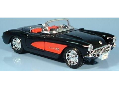 Chevrolet Corvette Convertible 1957 Black/Red 1:24 Scale Welly Diecast Model-Welly-Diecast Model Centre