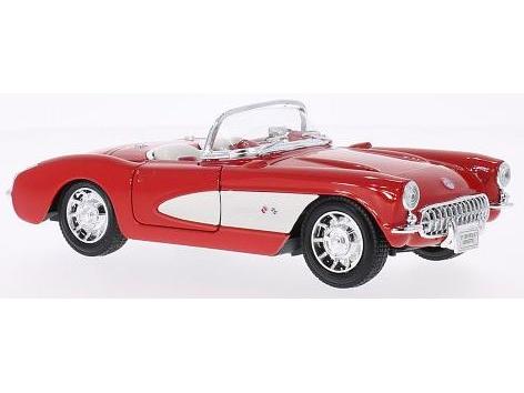 Chevrolet Corvette Convertible 1957 Red 1:24 Scale Welly Diecast Model-Welly-Diecast Model Centre