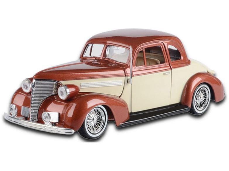 Chevrolet Coupe 1939 Copper/Cream 'Get Low' 1:24 Scale Diecast Car – Motormax-Motormax-Diecast Model Centre