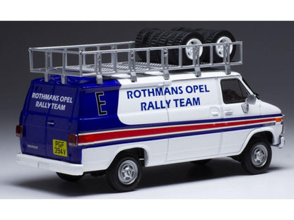 Chevrolet G-Series Van Rothmans Opel Rally 1983 Assistance w/Roof Rack/Wheels 1:43 Scale IXO Diecast Model Car-IXO-Diecast Model Centre