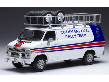 Chevrolet G-Series Van Rothmans Opel Rally 1983 Assistance w/Roof Rack/Wheels 1:43 Scale IXO Diecast Model Car-IXO-Diecast Model Centre