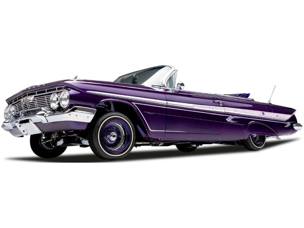 Chevrolet Impala 1961 Open Convertible Lowrider Purple (w/Movable Suspension) 1:18 Scale Sun Star Diecast Model Car-Sun Star-Diecast Model Centre