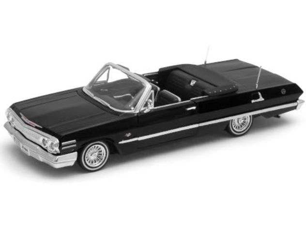 Chevrolet Impala 1963 Low Rider Black (Open) 1:24 Scale Welly Diecast Model-Welly-Diecast Model Centre