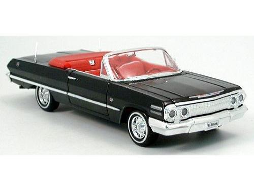 Chevrolet Impala 1963 (Open) Black w/Red interior 1:24 Scale Welly Diecast Model-Welly-Diecast Model Centre