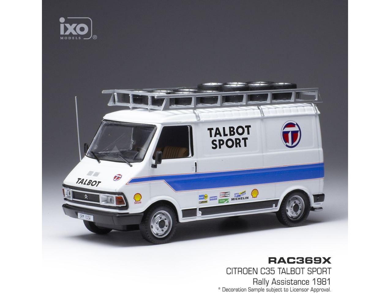 Citroen C 35 Talbot Sport 1981 Assistance w/Roof Rack + Wheels 1:43 Scale IXO Diecast Model Van-IXO-Diecast Model Centre