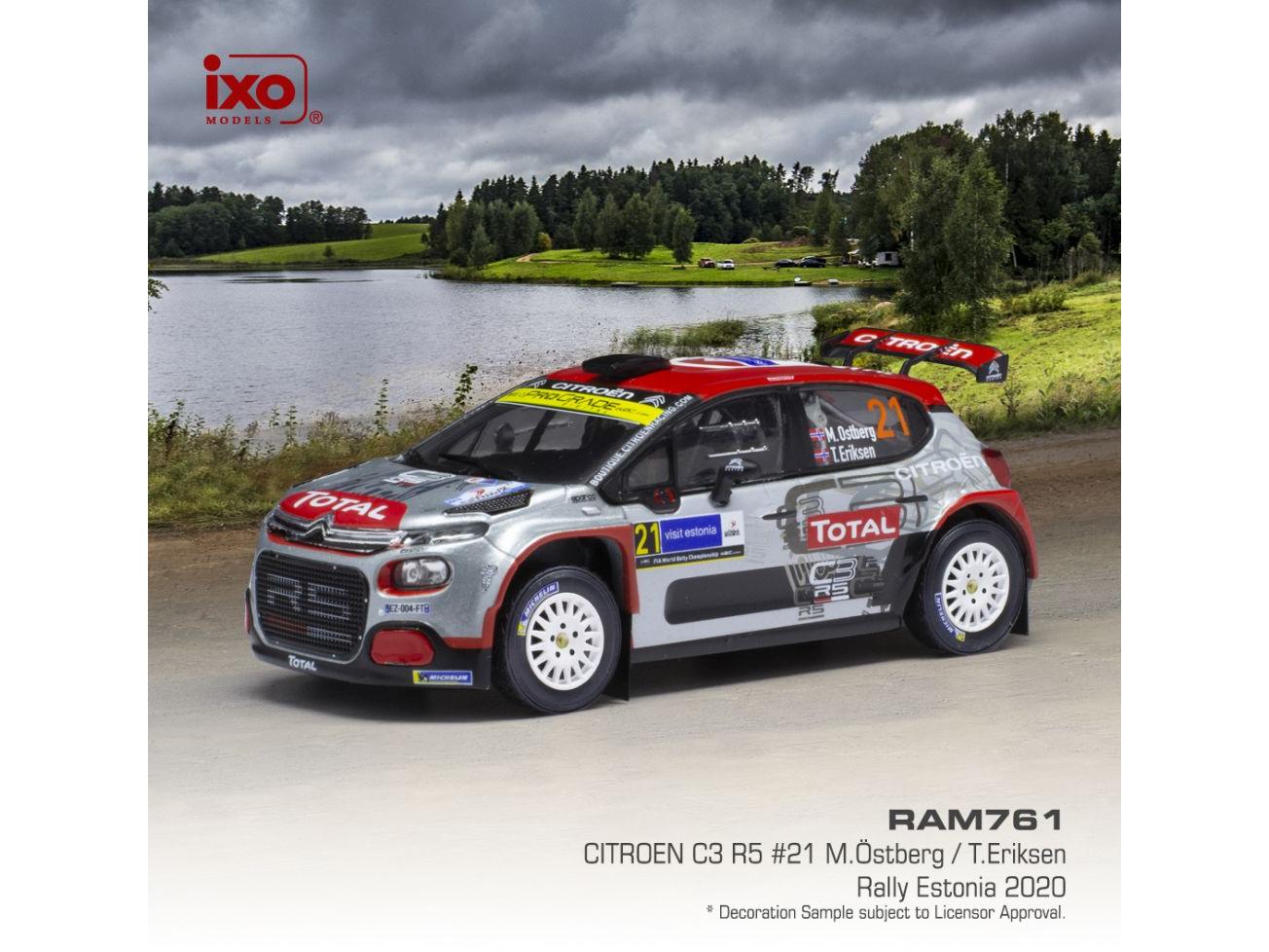 Citroen C3 R5 #21 WRC Rallye Estonia 2020 M.Ostberg/T.Eriksen 1:43 Scale IXO Diecast Model Car-IXO-Diecast Model Centre