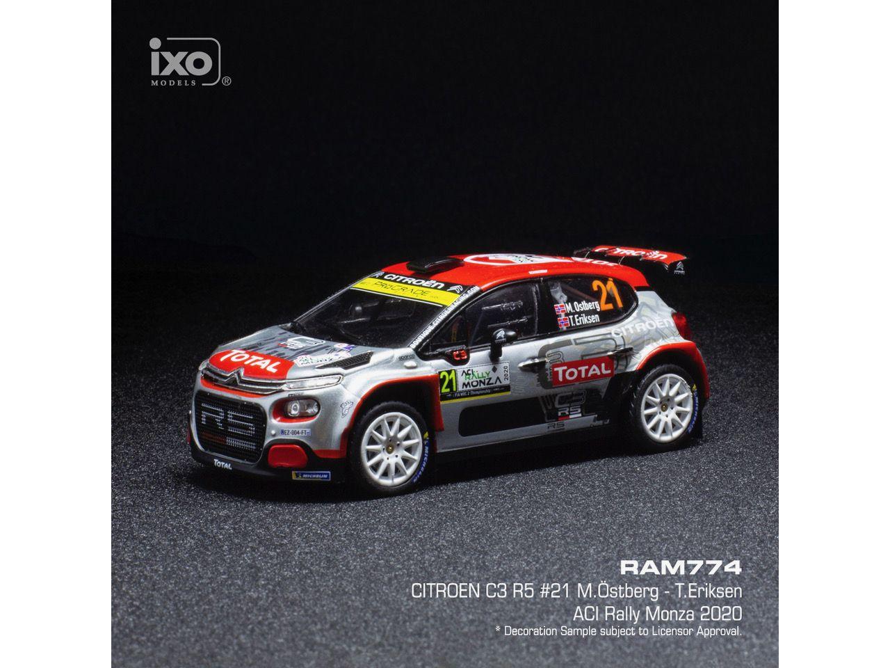 Citroen C3 R5 #21 WRC Rallye Monza 2020 M.Ostberg/T.Eriksen 1:43 Scale IXO Diecast Model Car-IXO-Diecast Model Centre