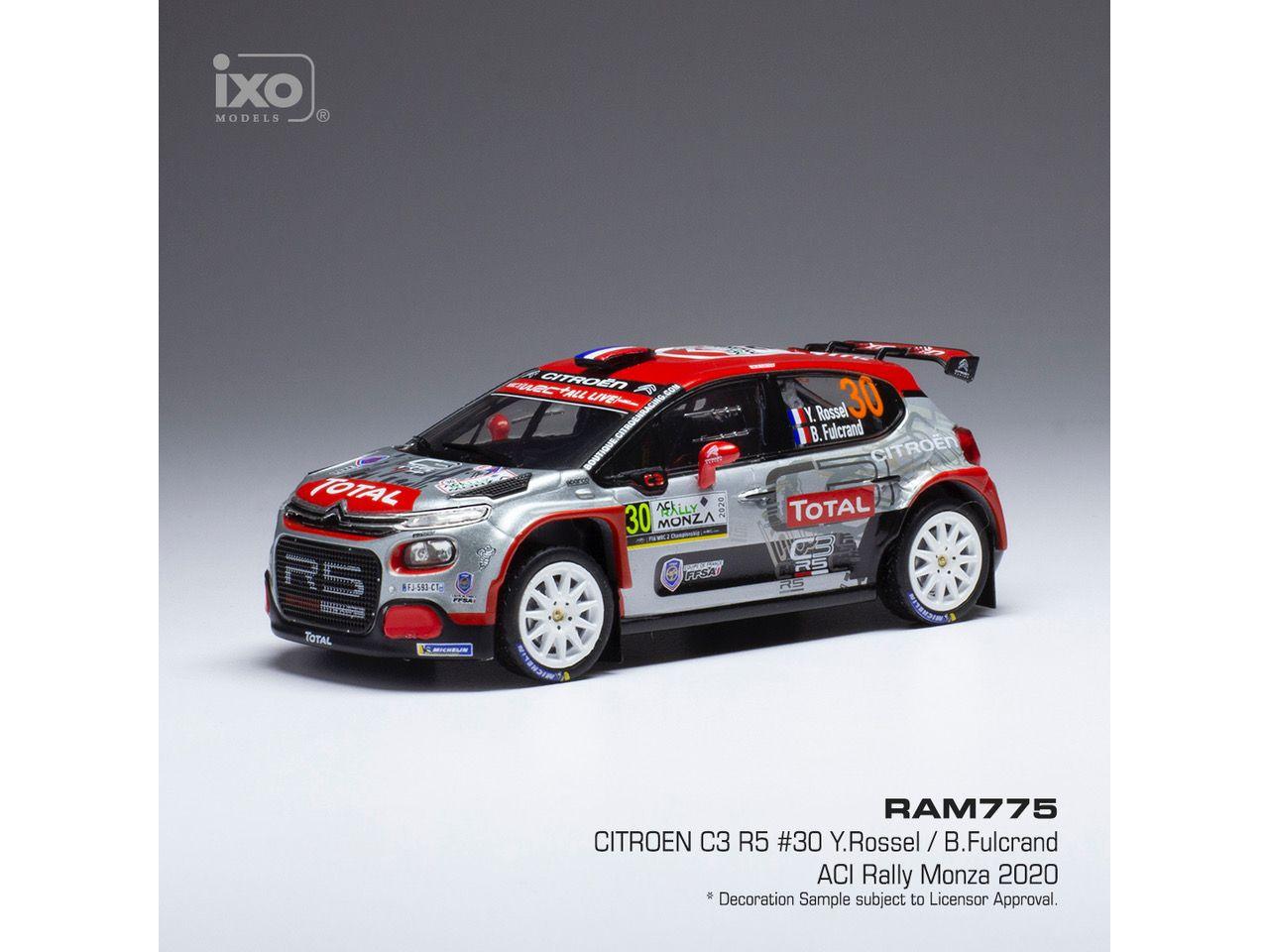 Citroen C3 R5 #30 WRC Rallye Monza 2020 Y.Rossel/B.Fulcrand 1:43 Scale IXO Diecast Model Car-IXO-Diecast Model Centre