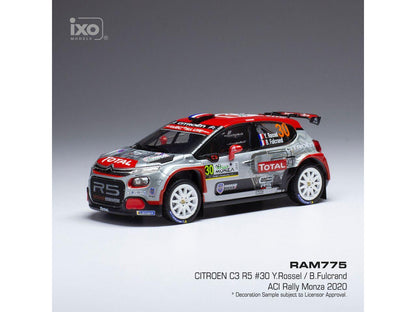 Citroen C3 R5 #30 WRC Rallye Monza 2020 Y.Rossel/B.Fulcrand 1:43 Scale IXO Diecast Model Car-IXO-Diecast Model Centre