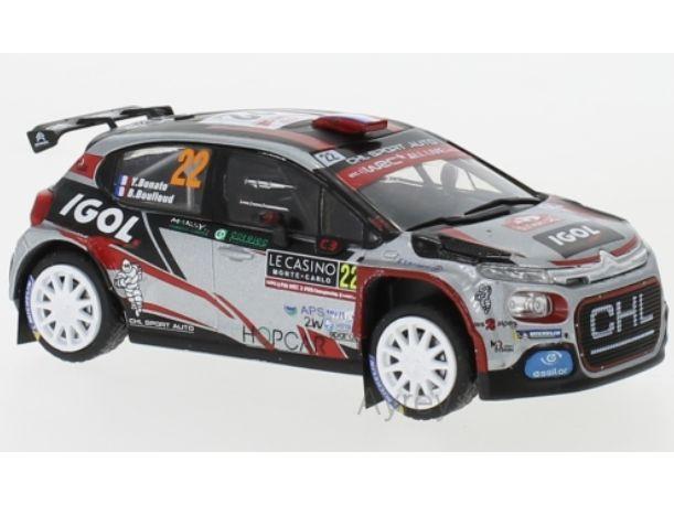 Citroen C3 R5 No.22 Rallye Monte Carlo 2019 J.Boanto/B.Boulloud 1:43 Scale IXO Diecast Model Car-IXO-Diecast Model Centre