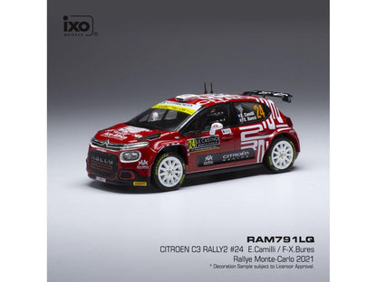 Citroen C3 Rally2 #24 Rally Monte Carlo 2021 E.Camilli/F-X.Buresi 1:43 Scale IXO Diecast Model Car-IXO-Diecast Model Centre