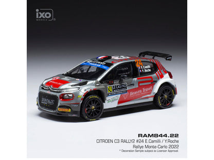 Citroen C3 Rally2 #24 WRC Monte Carlo 2022 E.Camilli/Y.Roche 1:43 Scale IXO Diecast Model Car-IXO-Diecast Model Centre