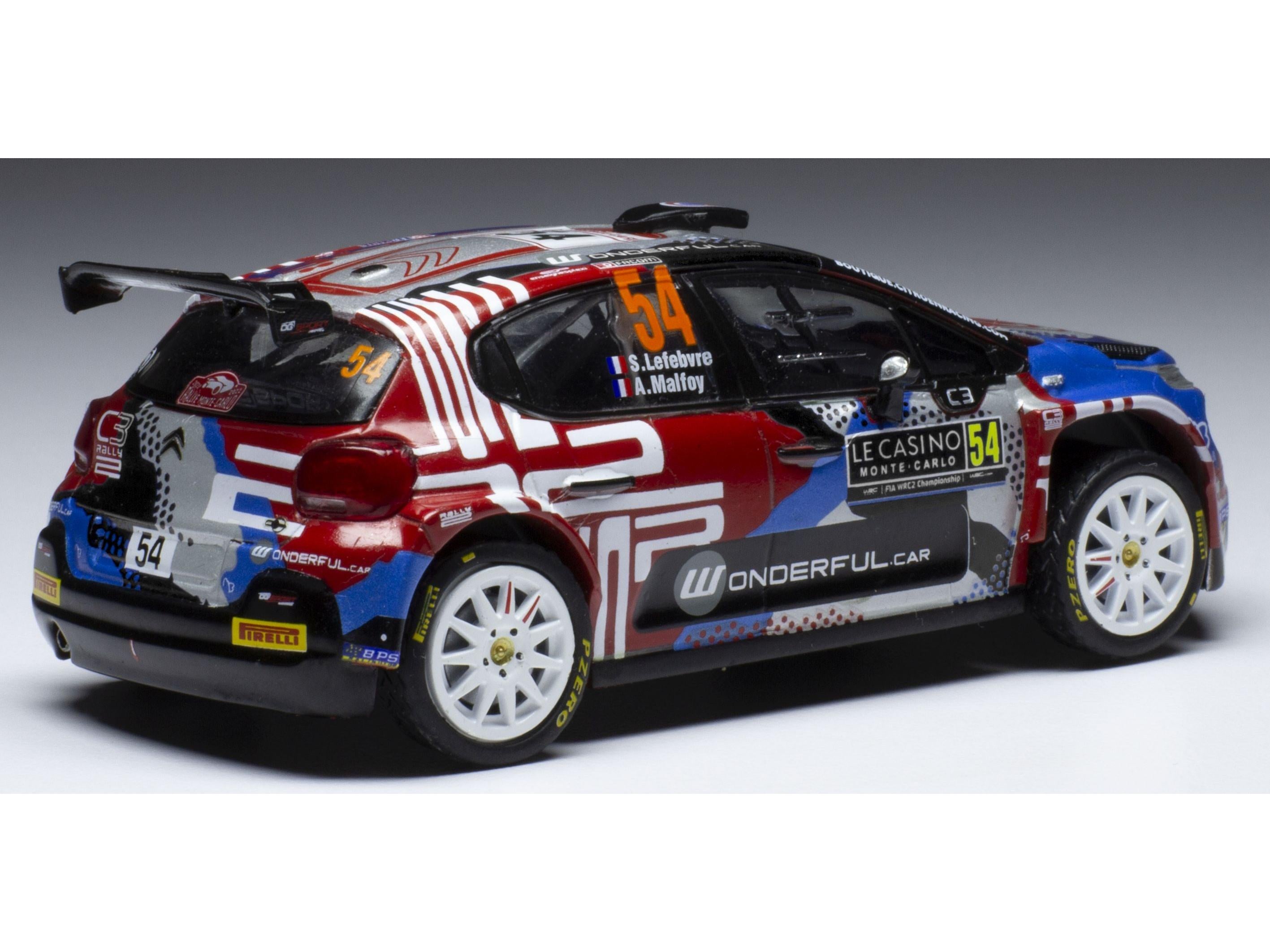 Citroen C3 Rally2 #54 WRC Monte Carlo 2022 S.Lefebvre/A.Malfoy 1:43 Scale IXO Diecast Model Car-IXO-Diecast Model Centre