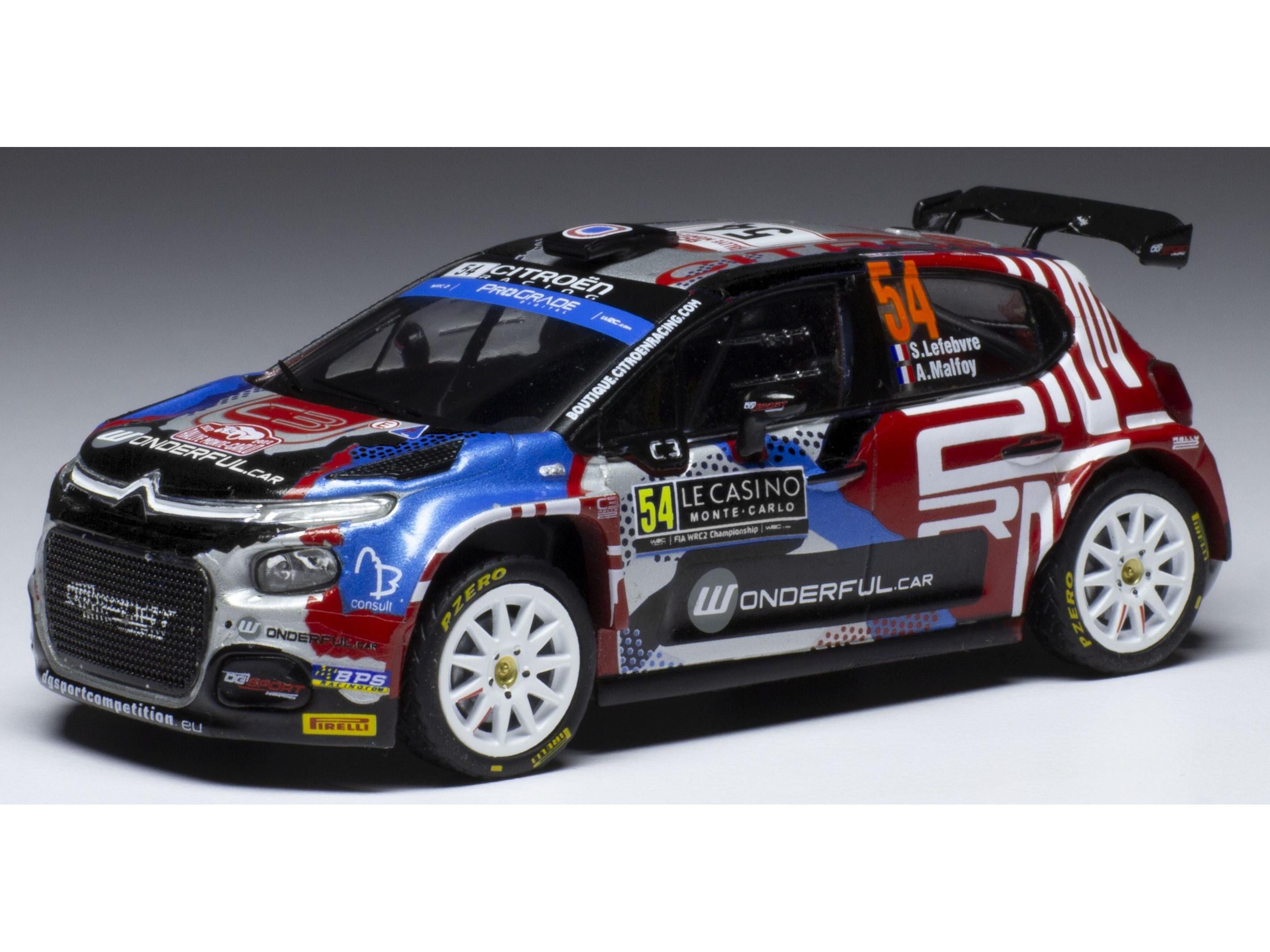 Citroen C3 Rally2 #54 WRC Monte Carlo 2022 S.Lefebvre/A.Malfoy 1:43 Scale IXO Diecast Model Car-IXO-Diecast Model Centre