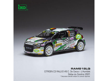 Citroen C3 Rally2 #9 Rallye du Condroz Huy 2021 C. De Cecco/J.Humblet 1:43 Scale IXO Diecast Model Car-IXO-Diecast Model Centre