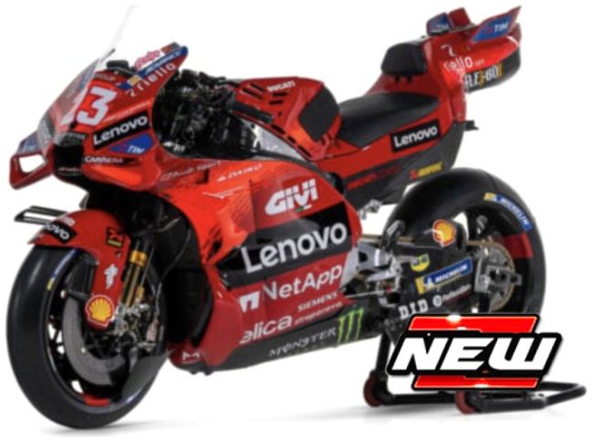Ducati Desmosedici Lenovo #23 Enea Bastianini MotoGP 2023 1:18 Scale Maisto Diecast Model-Maisto-Diecast Model Centre
