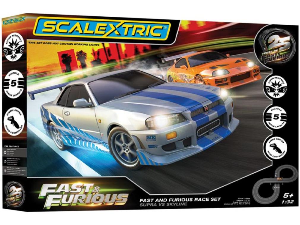 Fast and Furious Set 25 Years Supra vs R34 1:32 Scale Scalextric Slot Racing Set-Scalextric-Diecast Model Centre