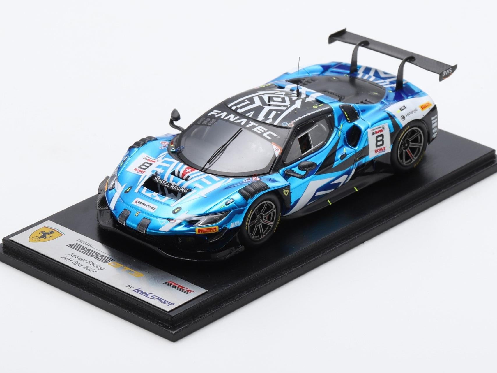 Ferrari 296 GT3 #8 Kessel Racing 24H Spa 2024 Rosi/Schiro/Fumanelli/Di Amato 1:43 Scale Looksmart Resin Model Car