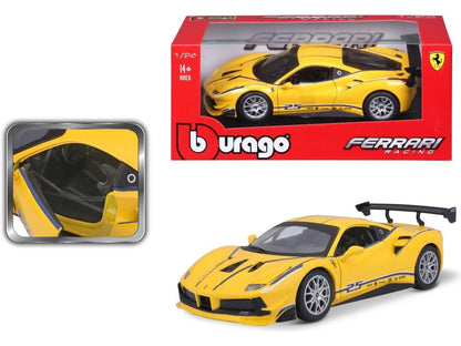 Ferrari 488 Challenge #25 Yellow 1:24 Scale Diecast Car – Bburago-Bburago-Diecast Model Centre
