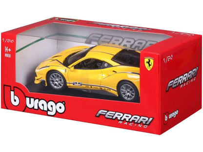Ferrari 488 Challenge #25 Yellow 1:24 Scale Diecast Car – Bburago-Bburago-Diecast Model Centre