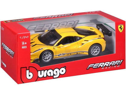 Ferrari 488 Challenge #25 Yellow 1:24 Scale Diecast Car – Bburago-Bburago-Diecast Model Centre