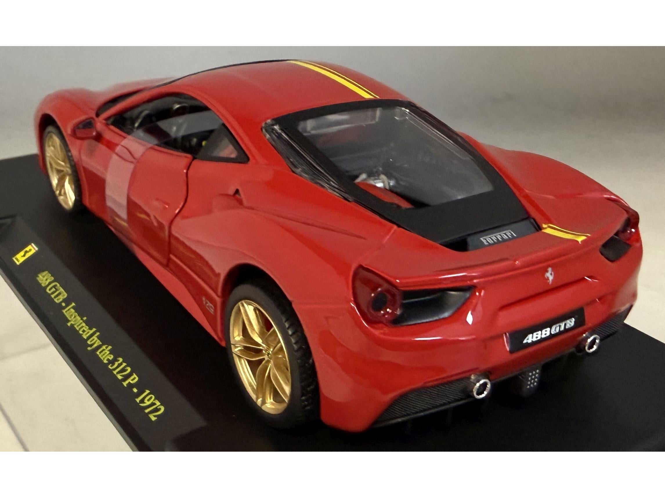 Ferrari 488 GTB Red Inspired by 1972 312P 1:24 Scale Unbranded Diecast Model Car-Unbranded-Diecast Model Centre