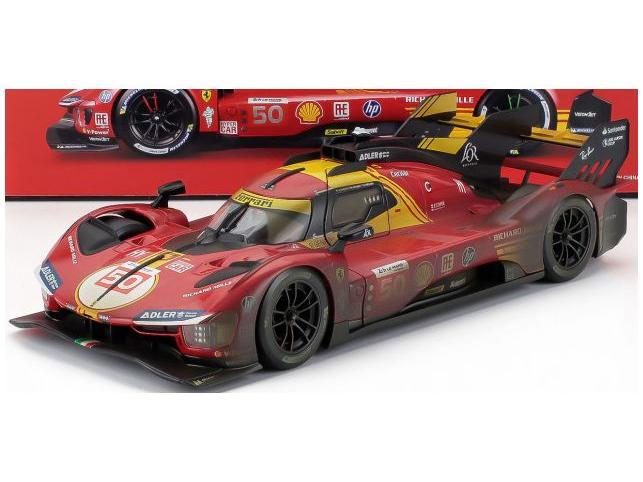 Ferrari 499P 3.0L Turbo V6 AF Corse #50 Winner 24h Le Mans 2024 (After Race Version) 1:18 Scale Diecast Model Car – Bburago-Bburago-Diecast Model Centre