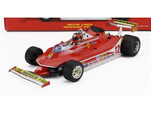 Ferrari F1 312T4 #12 Gilles Villeneuve Winner F1 USA GP Watkins Glen 1979 1:18 Scale Bburago Diecast Model-Bburago-Diecast Model Centre