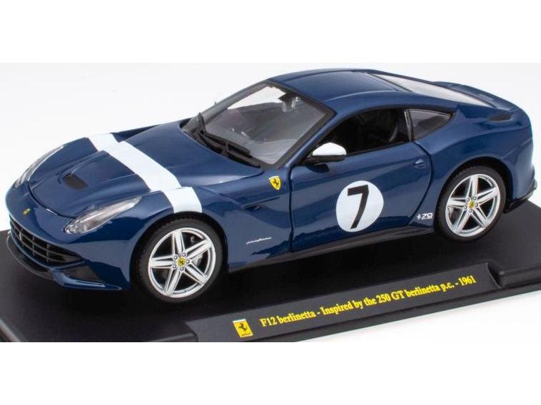 Ferrari F12 Berlinetta Blue #7-inspired by 1961 250GT 1:24 Scale Diecast Model-Unbranded-Diecast Model Centre