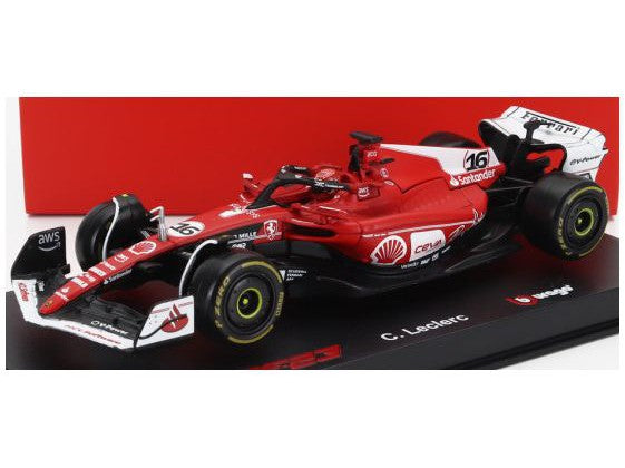 Ferrari SF-23 #16 2nd F1 Las Vegas GP 2023 Charles Leclerc - 1:43 Scale Model Car (w/helmet)-Bburago-Diecast Model Centre