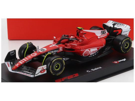 Ferrari SF-23 #55 6th F1 Las Vegas GP 2023 Carlos Sainz - 1:43 Scale Model Car (w/helmet)-Bburago-Diecast Model Centre