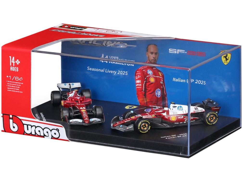 Ferrari SF-25 F1 2025 #16 Charles Leclerc + #44 Lewis Hamilton 2 Car Set 1:64 Scale Bburago Diecast Model Cars-Bburago-Diecast Model Centre