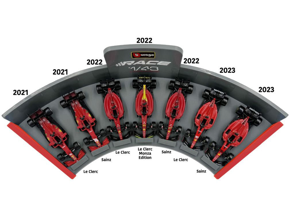 Ferrari SF21/F1-75/SF-23 LeClerc/Sainz 7 Car Set 1:43 Scale Model Cars