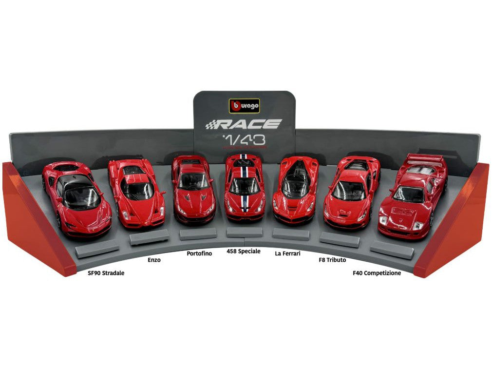 Ferrari SF90 Stradale, Enzo, F40 Portofino, 458, La Ferrari, F8 Tributo - 1:43 Scale Diecast Model 7 Car Set-Bburago-Diecast Model Centre