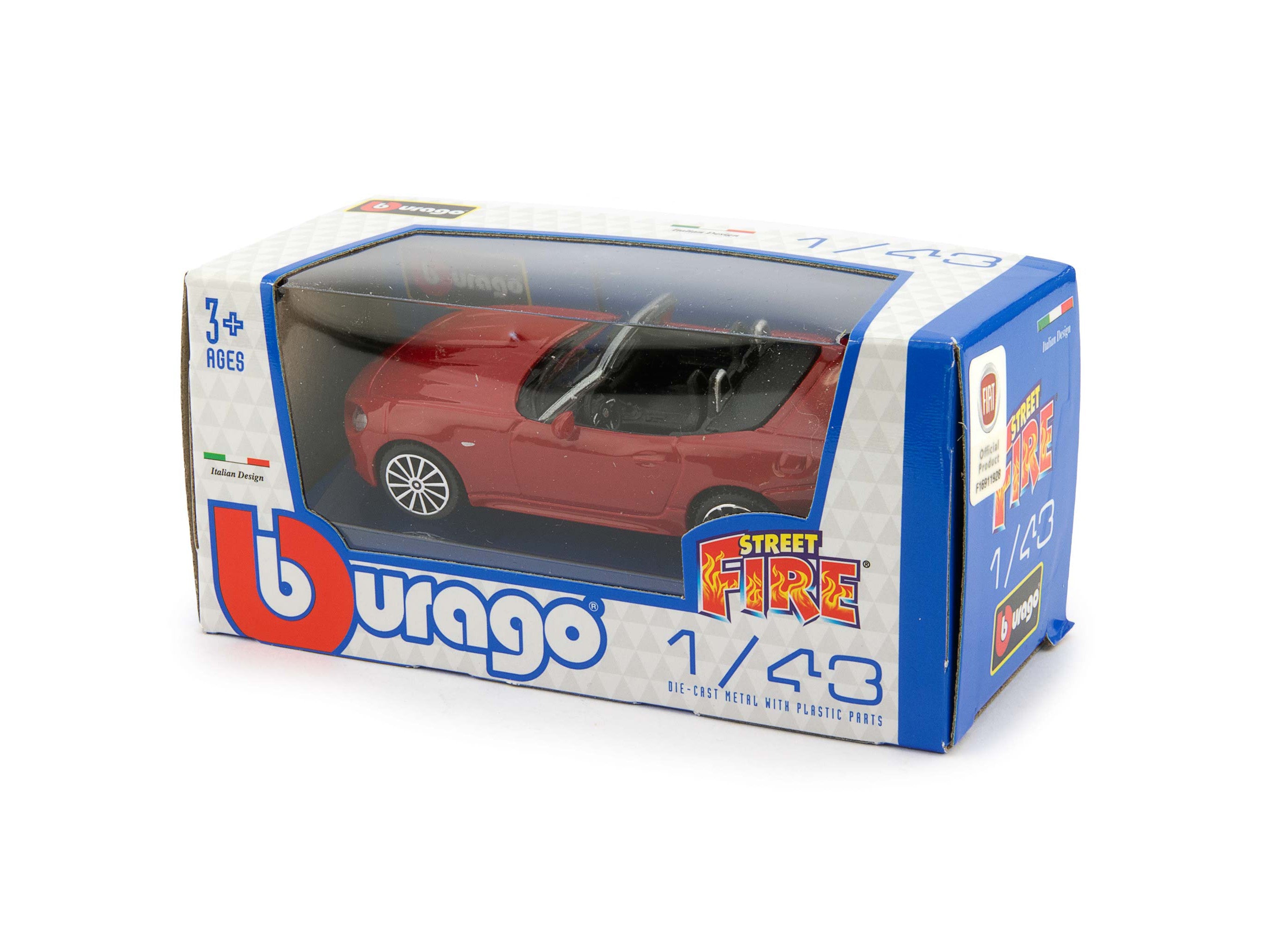 Fiat 124 Spider red - 1:43 Scale Toy Car-Bburago-Diecast Model Centre