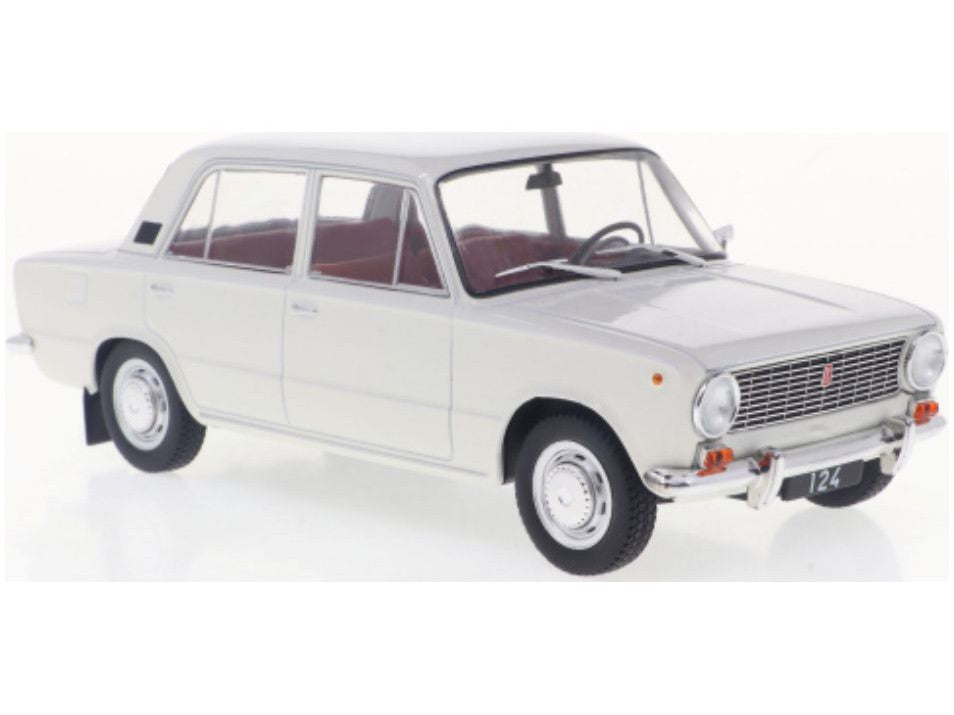 Fiat 124 white - 1:24 Scale Model Car-WhiteBox-Diecast Model Centre