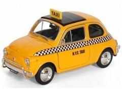 Fiat 500 Taxi Yellow 1:24 Scale Welly Diecast Model-Welly-Diecast Model Centre