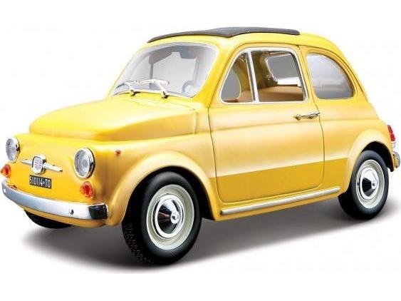 Fiat 500F 1965 Yellow 1:24 Scale Bburago Diecast Model Car-Bburago-Diecast Model Centre