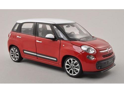 Fiat 500L 2013 Red (White Roof) 1:24 Scale Welly Diecast Model-Welly-Diecast Model Centre