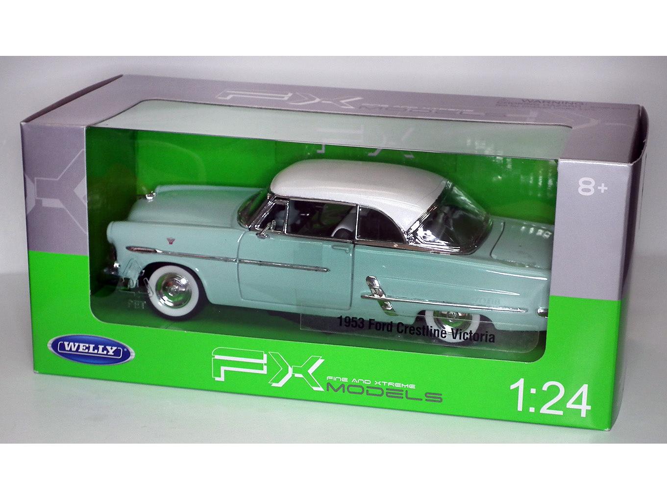Ford Crestline Victoria 1953 Mint/White 1:24 Scale Welly Diecast Model-Welly-Diecast Model Centre
