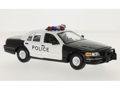 Ford Crown Victoria Police Black/White 1:24 Scale Welly Diecast Model-Welly-Diecast Model Centre