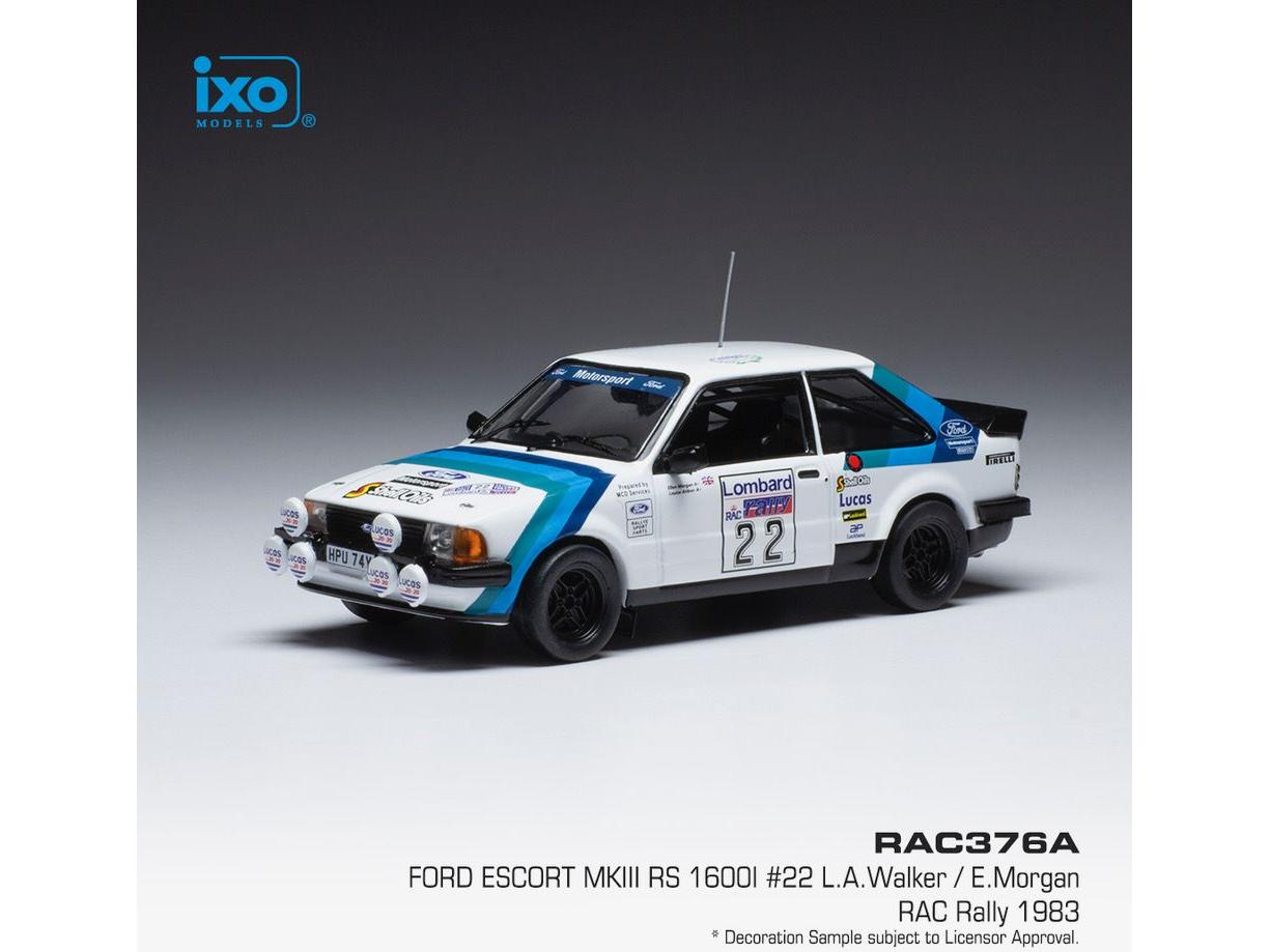 Ford Escort MKIII RS 1600i #22 RAC Rally 1983 L.Aitken-Walker/E.Morgan 1:43 Scale IXO Diecast Model Car-IXO-Diecast Model Centre