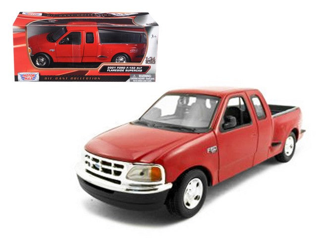 Ford F-150 Flareside Supercab 2001 red - 1:24 Scale Model Pickup Truck-Motormax-Diecast Model Centre