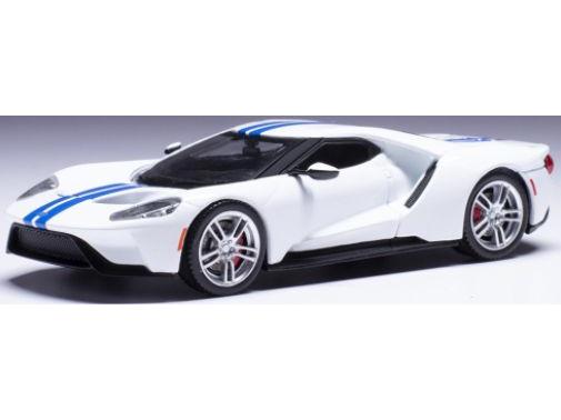 Ford GT 2017 - White w.Blue Stripes 1:43 Scale IXO Diecast Model Car-IXO-Diecast Model Centre