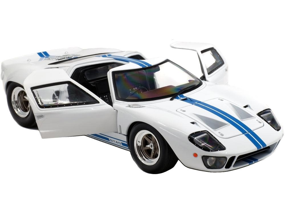 Ford GT40 Mk1 White/Blue Stripes 1968 1:18 Scale Diecast Car – Solido-Solido-Diecast Model Centre