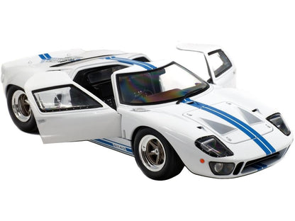 Ford GT40 Mk1 White/Blue Stripes 1968 1:18 Scale Diecast Car – Solido-Solido-Diecast Model Centre